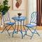 Glitzhome® 28" Blue Outdoor Metal Folding Bistro Table with Ceramic Tile Top